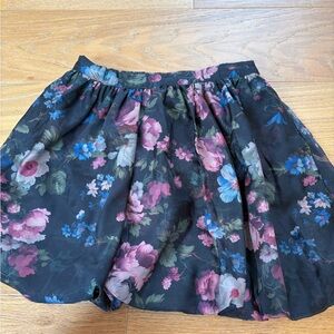 Anthropologie Black Floral bubble Skirt